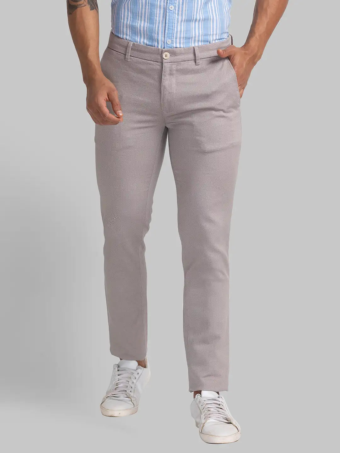 Parx Men Black Solid Super Slim Fit Cotton Blend Trouser