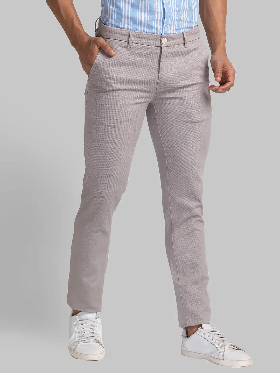 Parx Men Black Solid Super Slim Fit Cotton Blend Trouser