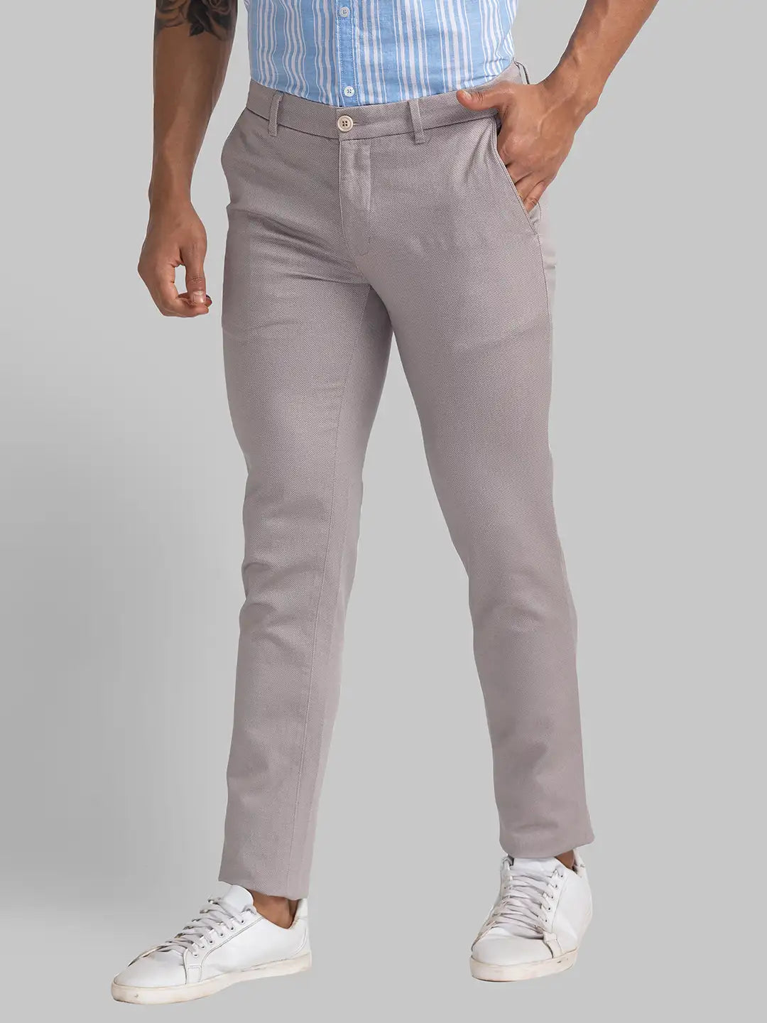 Parx Men Black Solid Super Slim Fit Cotton Blend Trouser