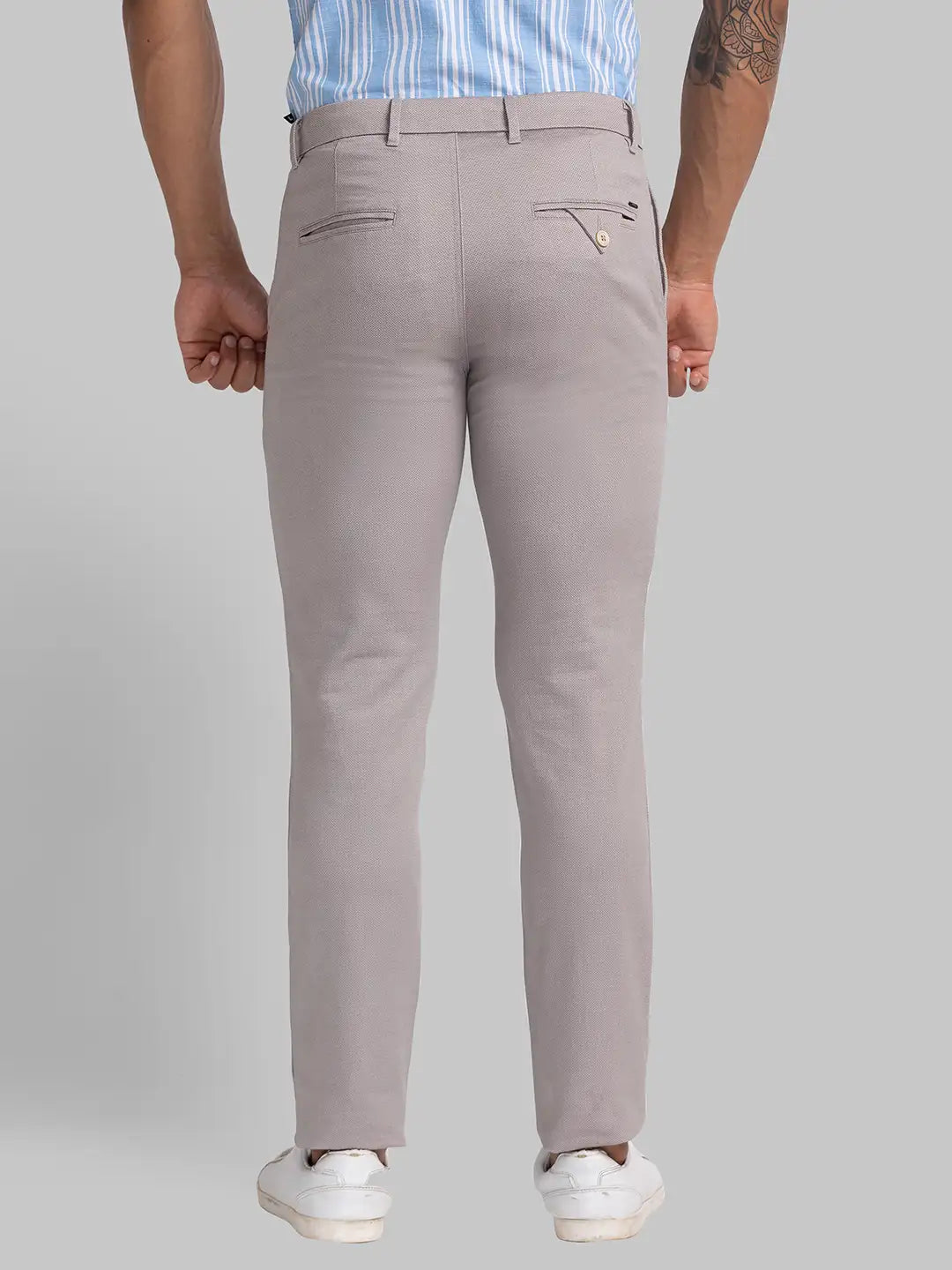 Parx Men Black Solid Super Slim Fit Cotton Blend Trouser