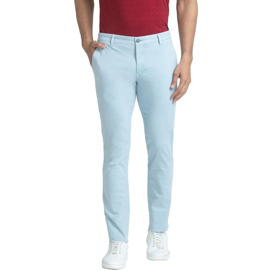 Men Slim Fit Blue Trouser