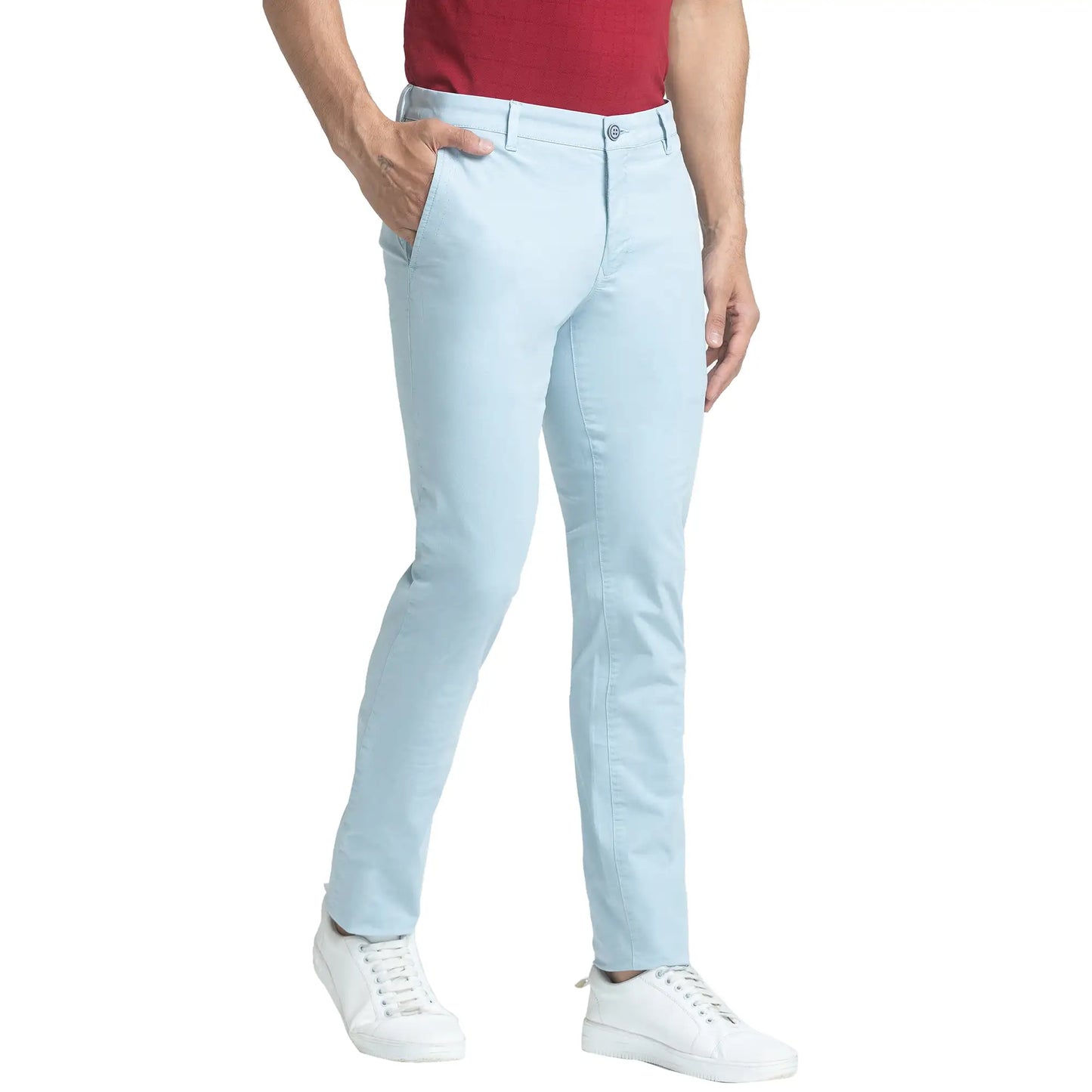 Men Slim Fit Blue Trouser