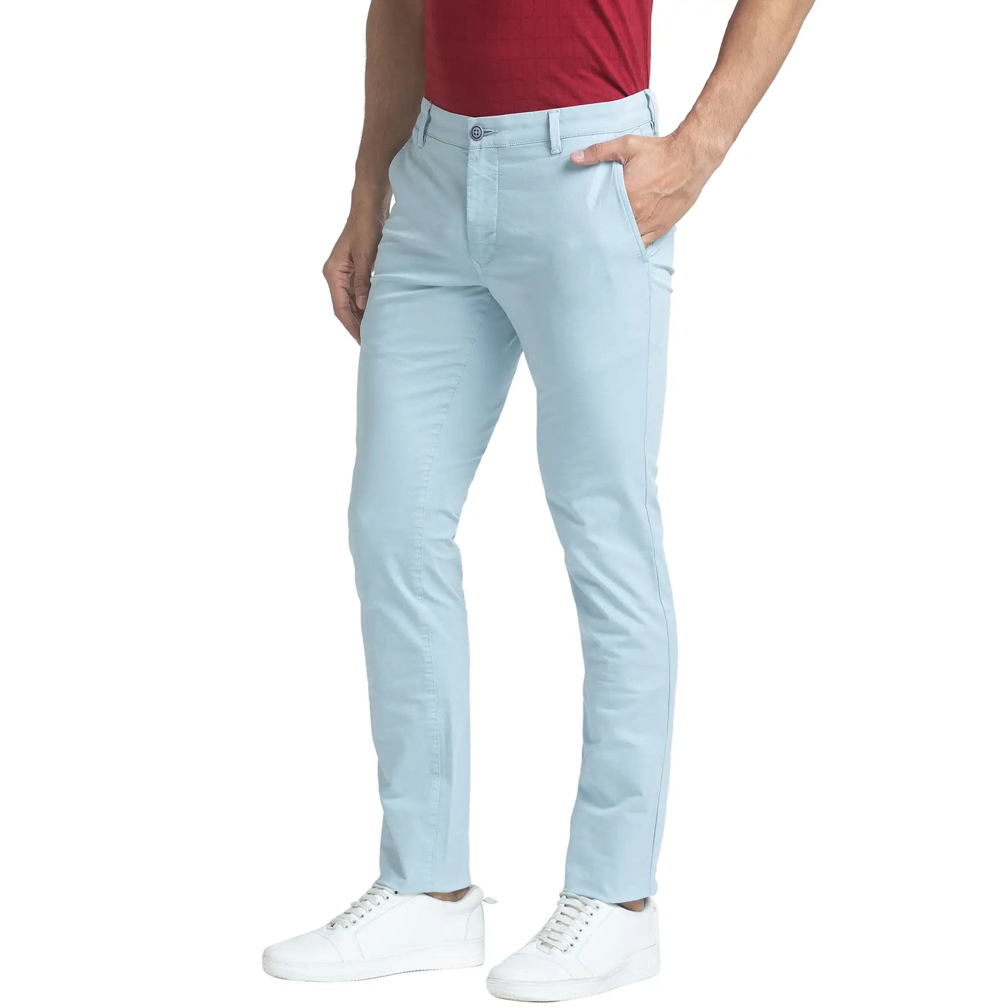 Men Slim Fit Blue Trouser