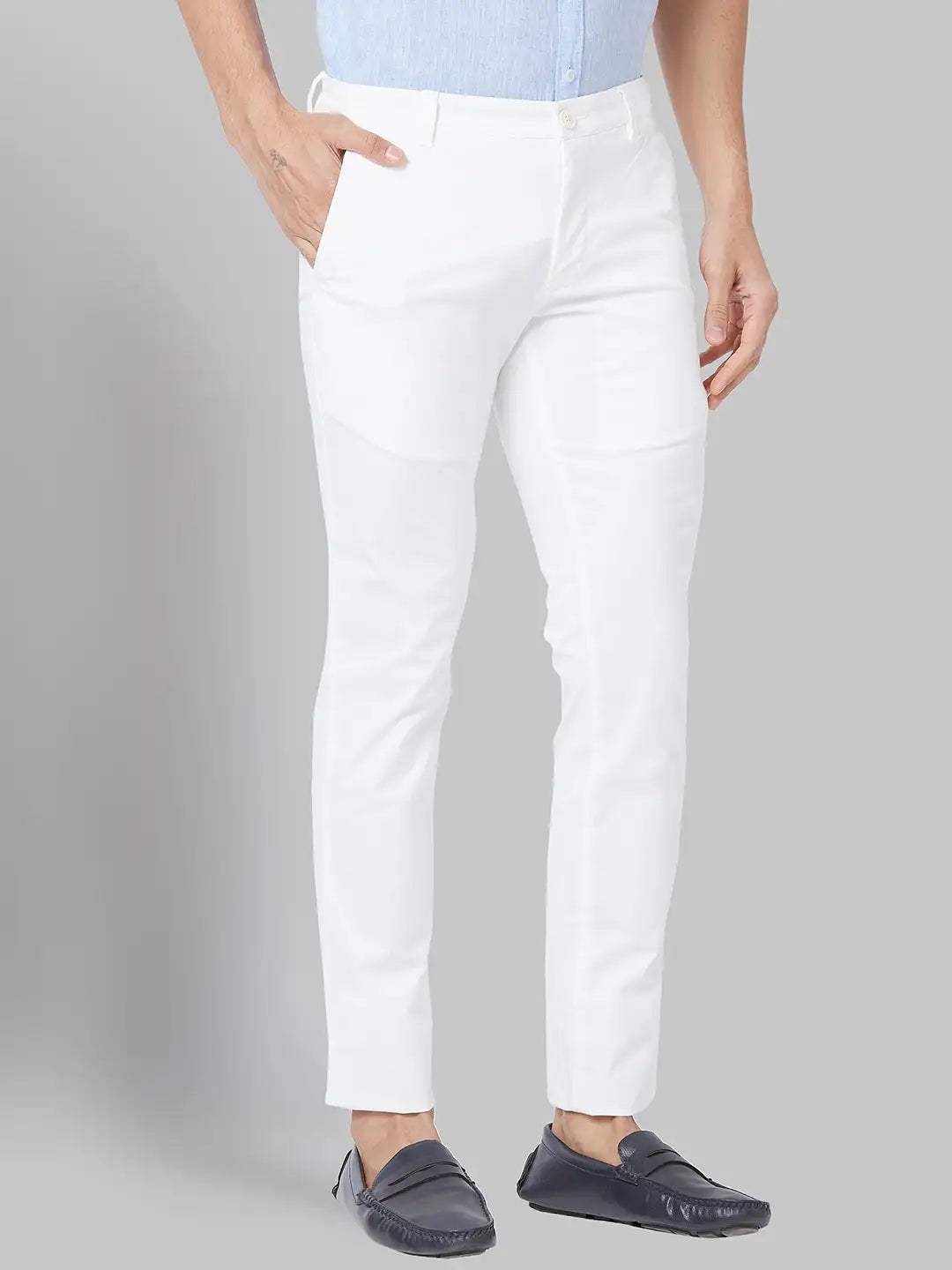 Men Slim Tapered Fit Grey Trouser