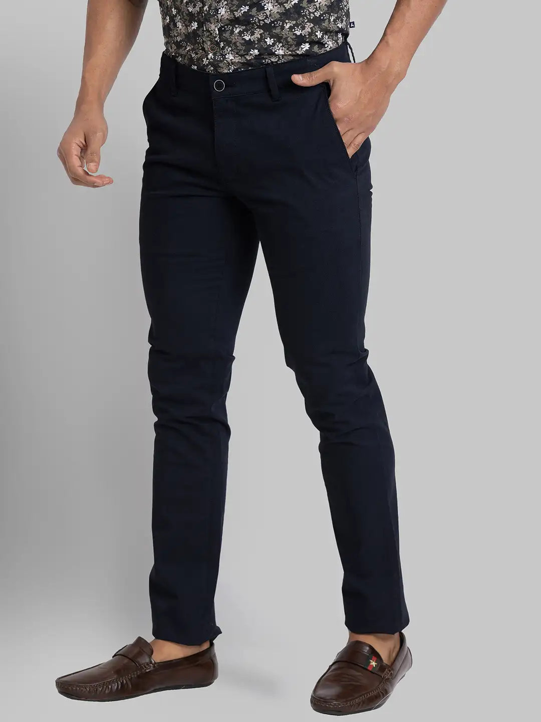 Men Super Slim Fit Blue Trouser