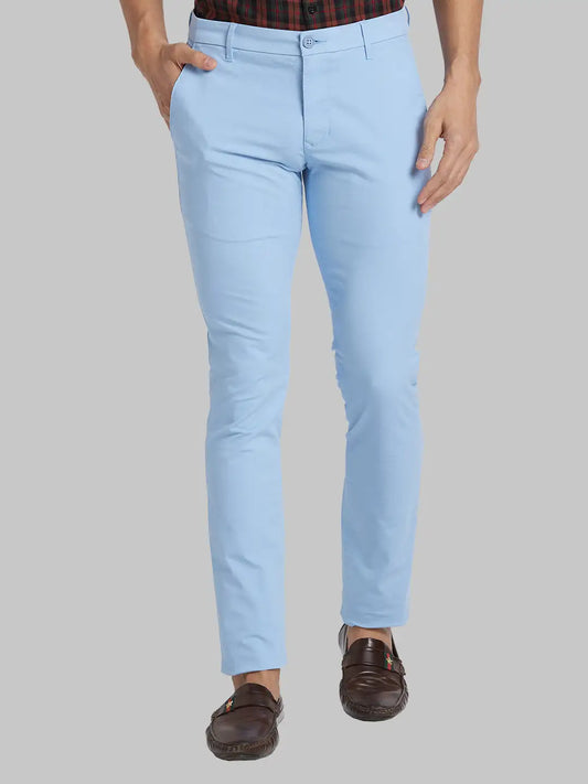 Men Slim Tapered Fit Blue Trouser