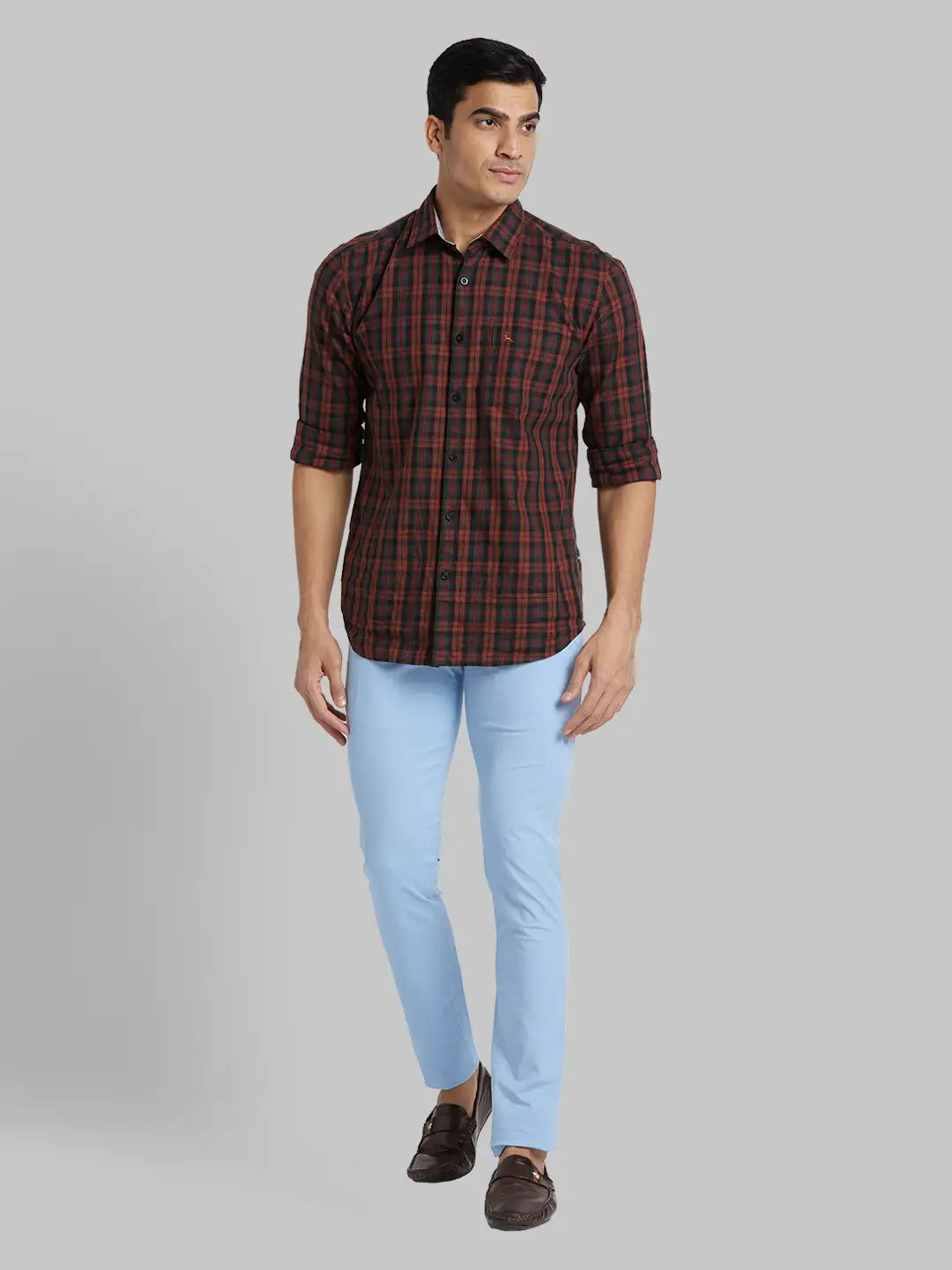 Men Slim Tapered Fit Blue Trouser