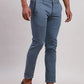 Parx Men Blue Super Slim Fit Solid Cotton Spandex Trouser