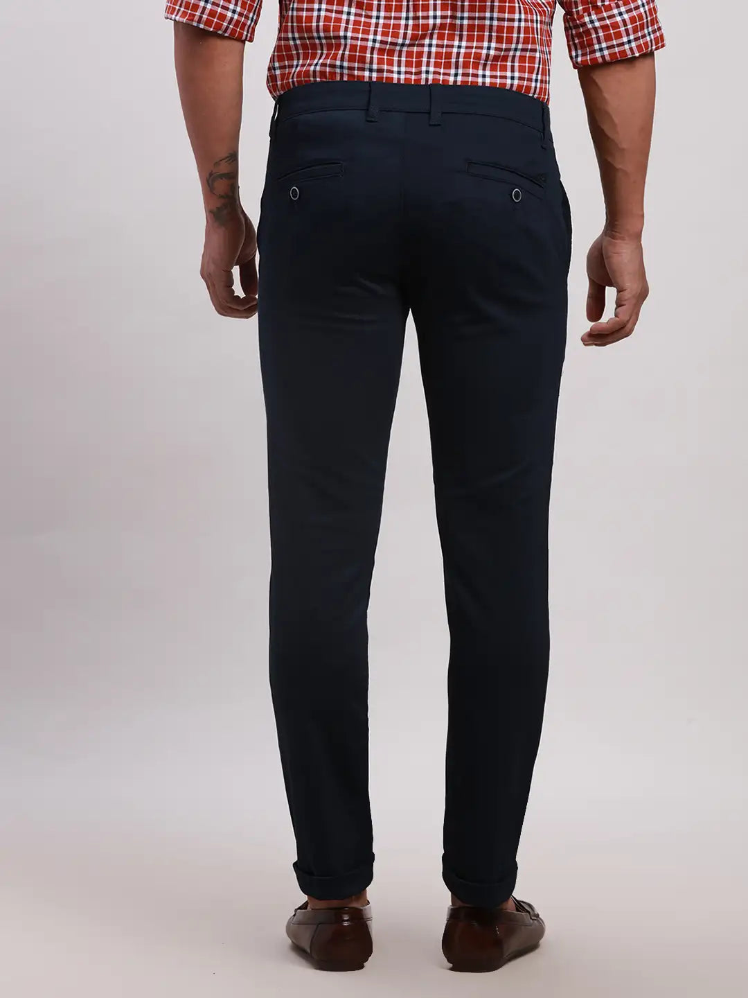 Parx Men Grey Super Slim Fit Solid Cotton Spandex Trouser