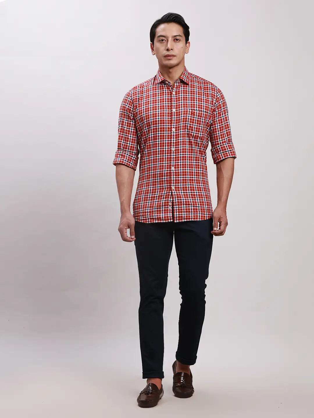 Parx Men Grey Super Slim Fit Solid Cotton Spandex Trouser