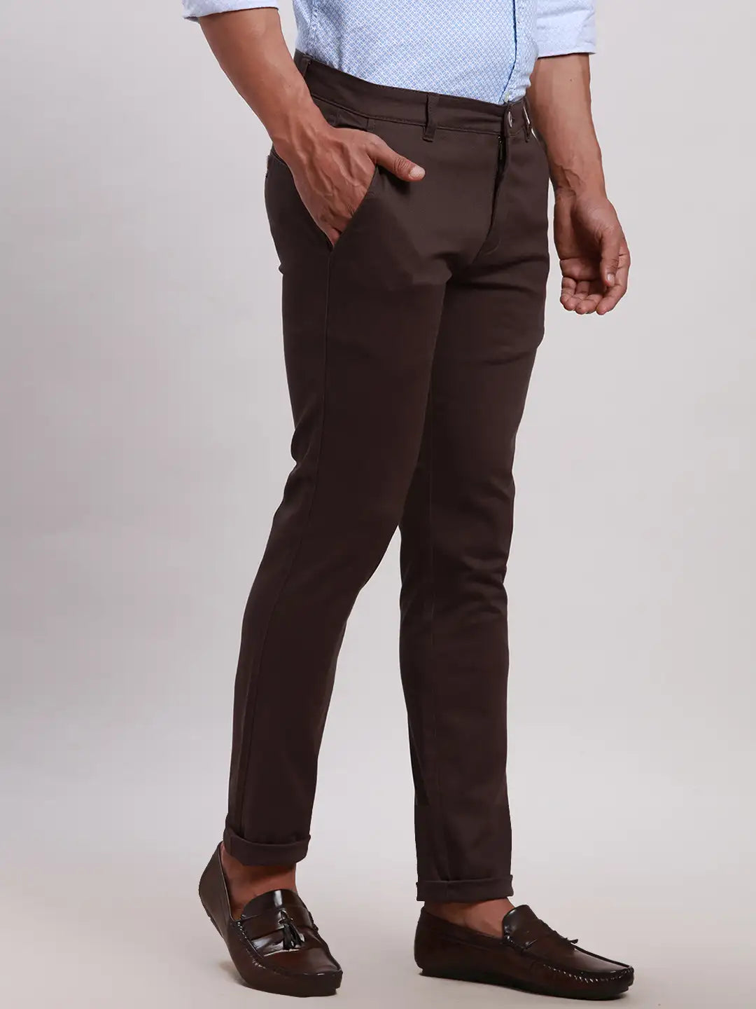 Parx Men Black Super Slim Fit Solid Cotton Spandex Trouser