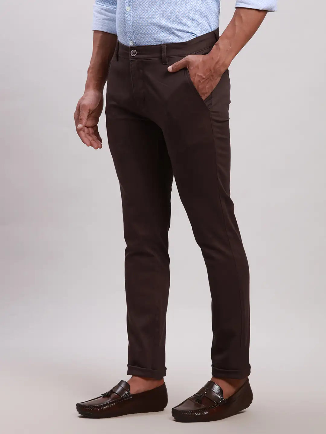 Parx Men Black Super Slim Fit Solid Cotton Spandex Trouser