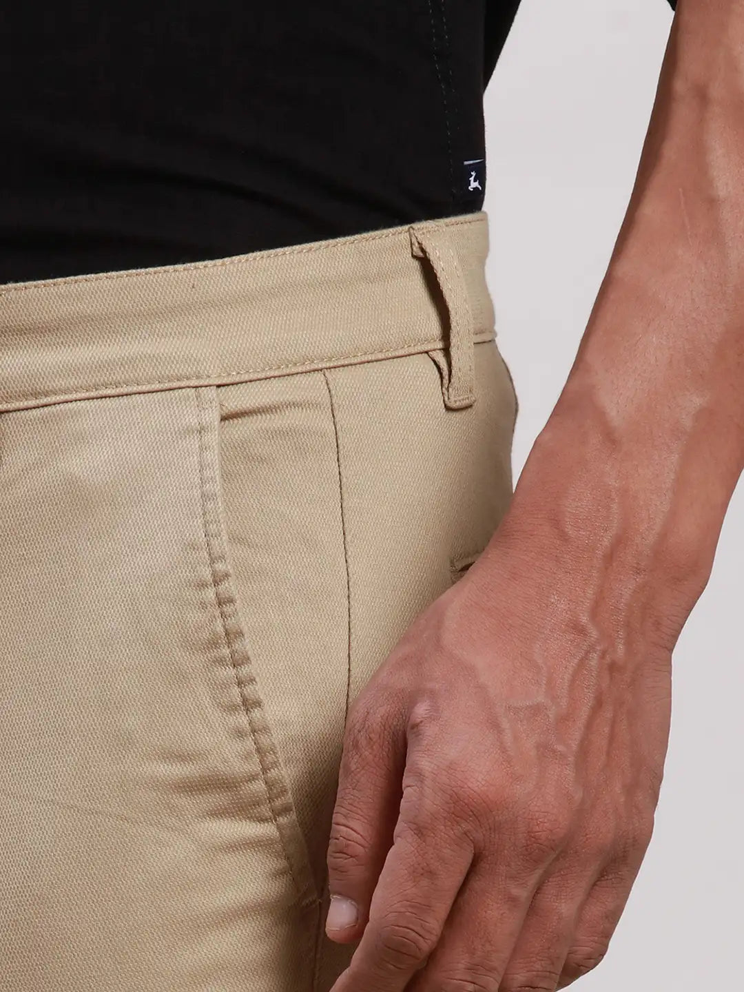 Men Brown Super Slim Fit Solid Cotton Blend Trouser