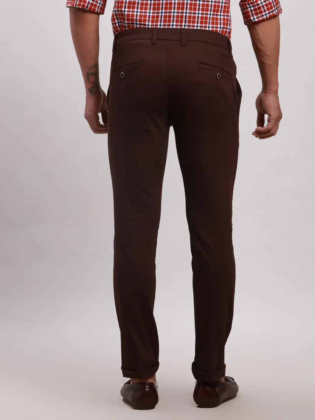 Parx Men Brown Super Slim Fit Solid Cotton Blend Trousers – MyRaymond
