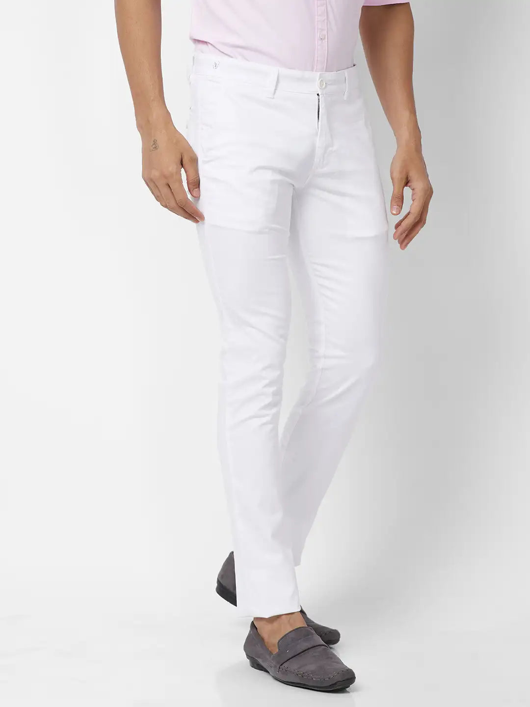 Parx Slim Fit Solid Light Fawn Trouser