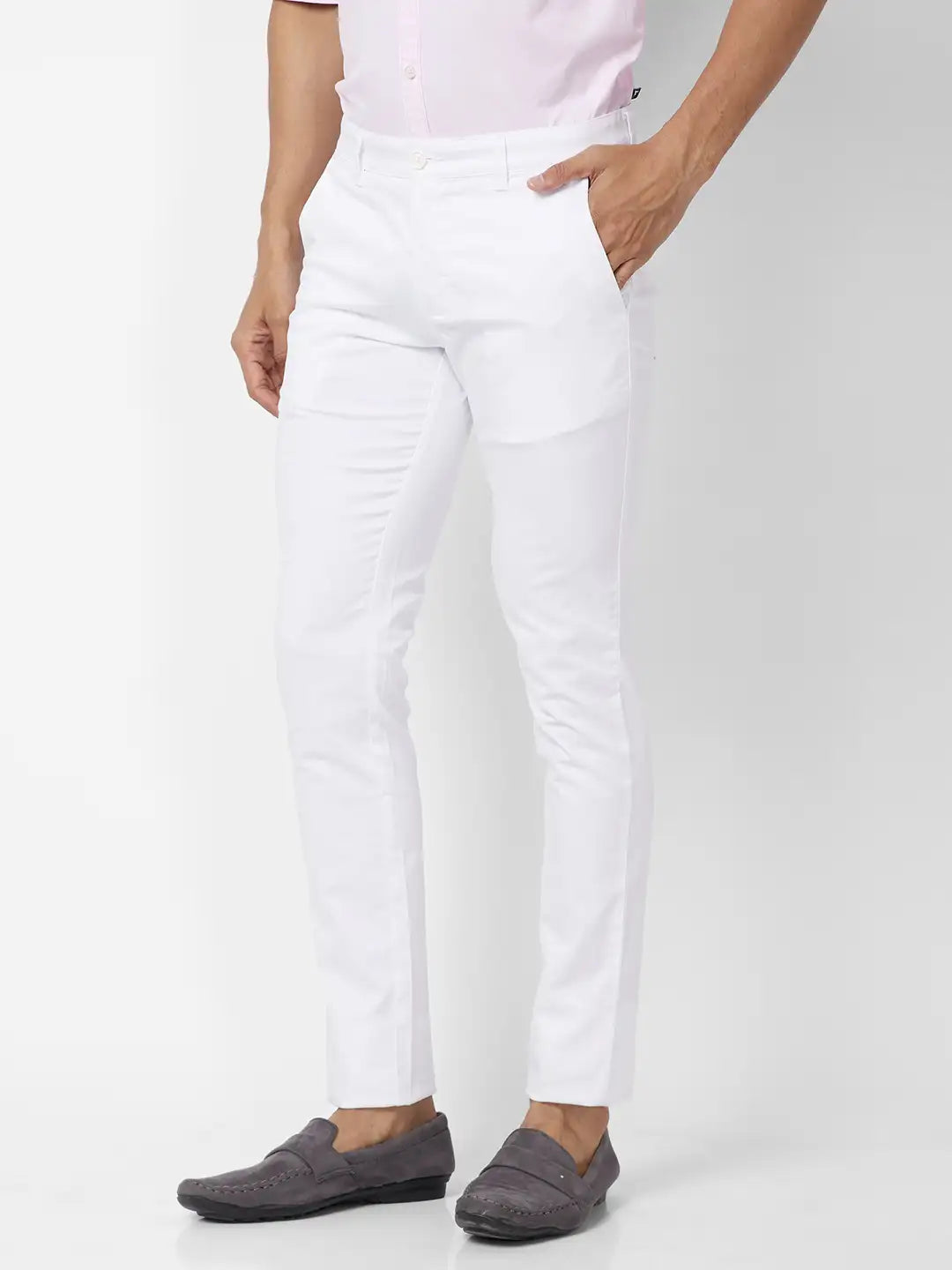 Parx Slim Fit Solid Light Fawn Trouser