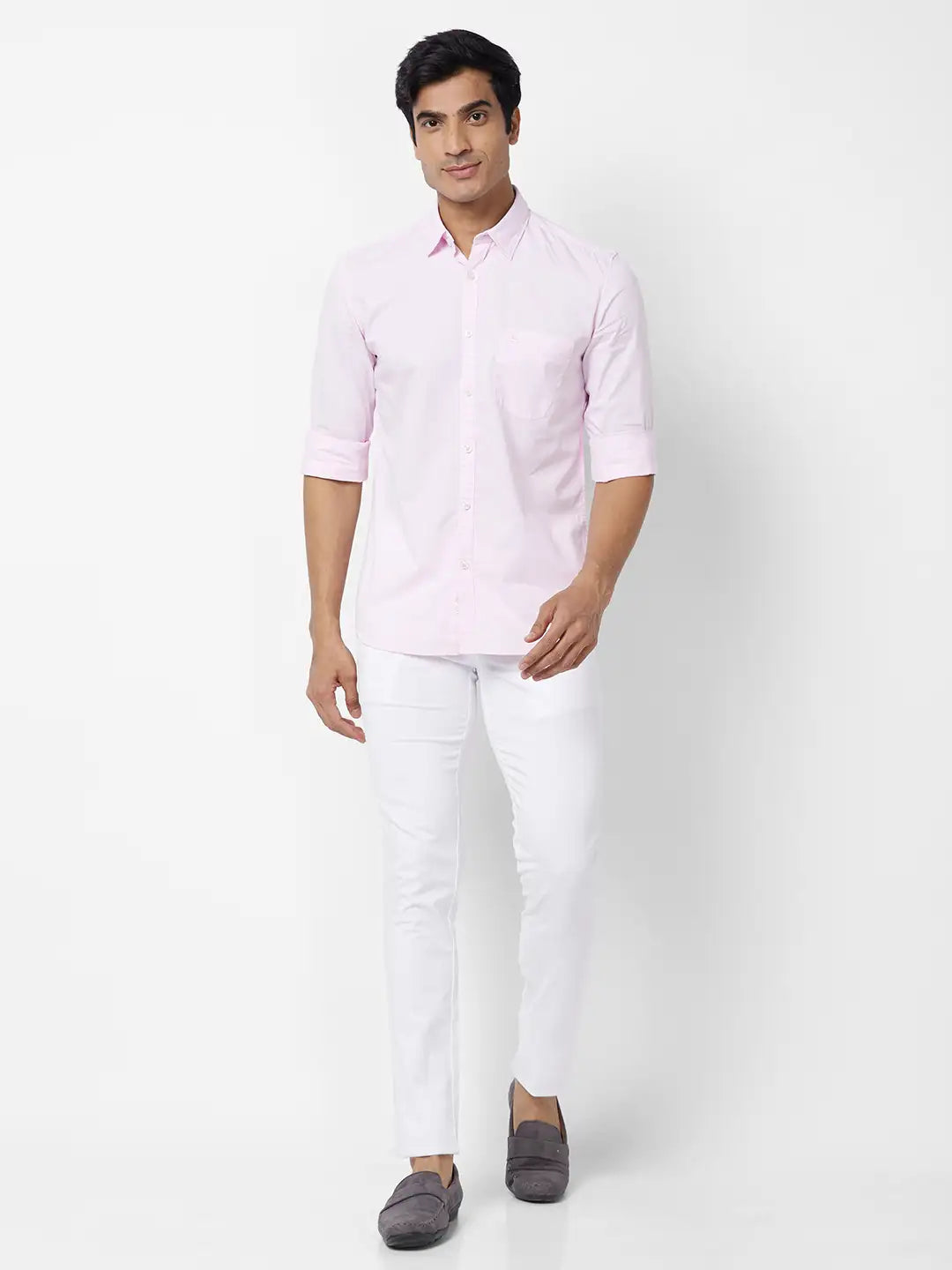 Parx Slim Fit Solid Light Fawn Trouser