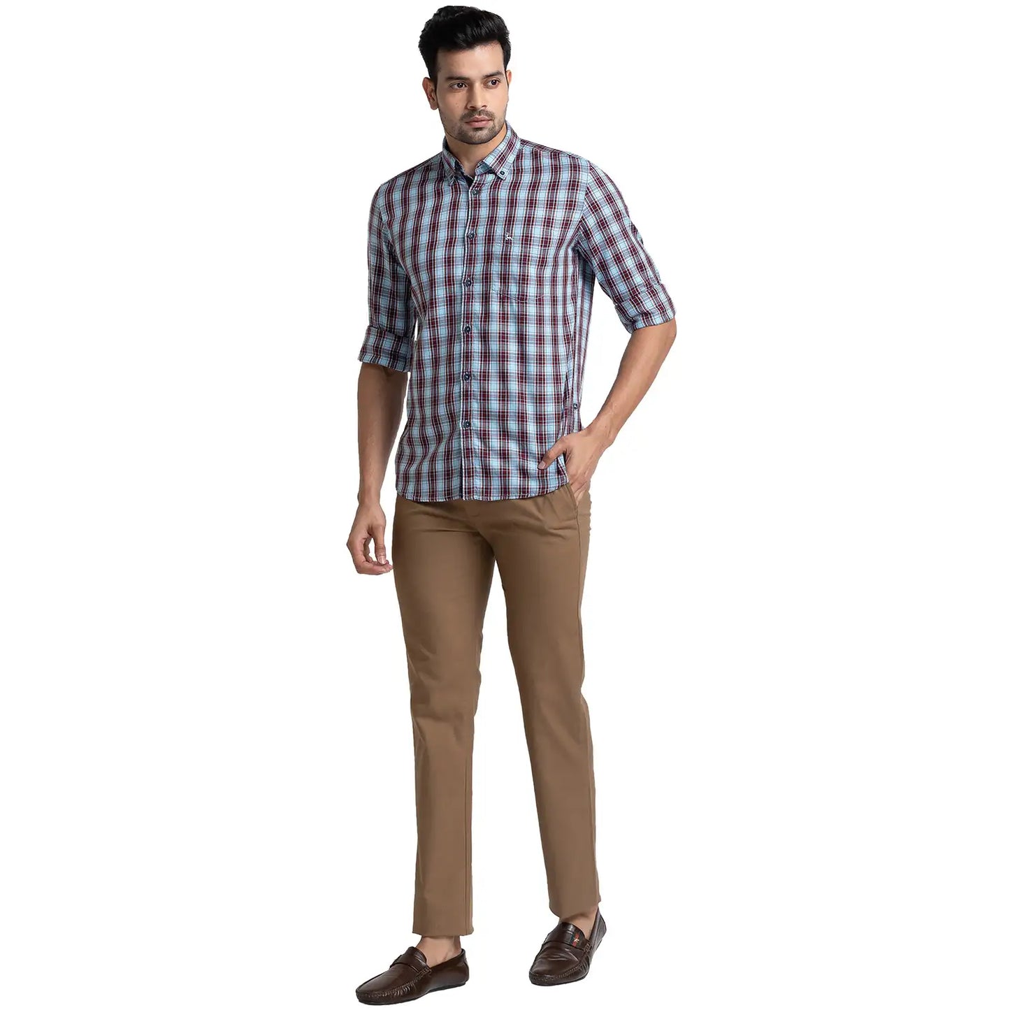 Men Slim Fit Green Trouser