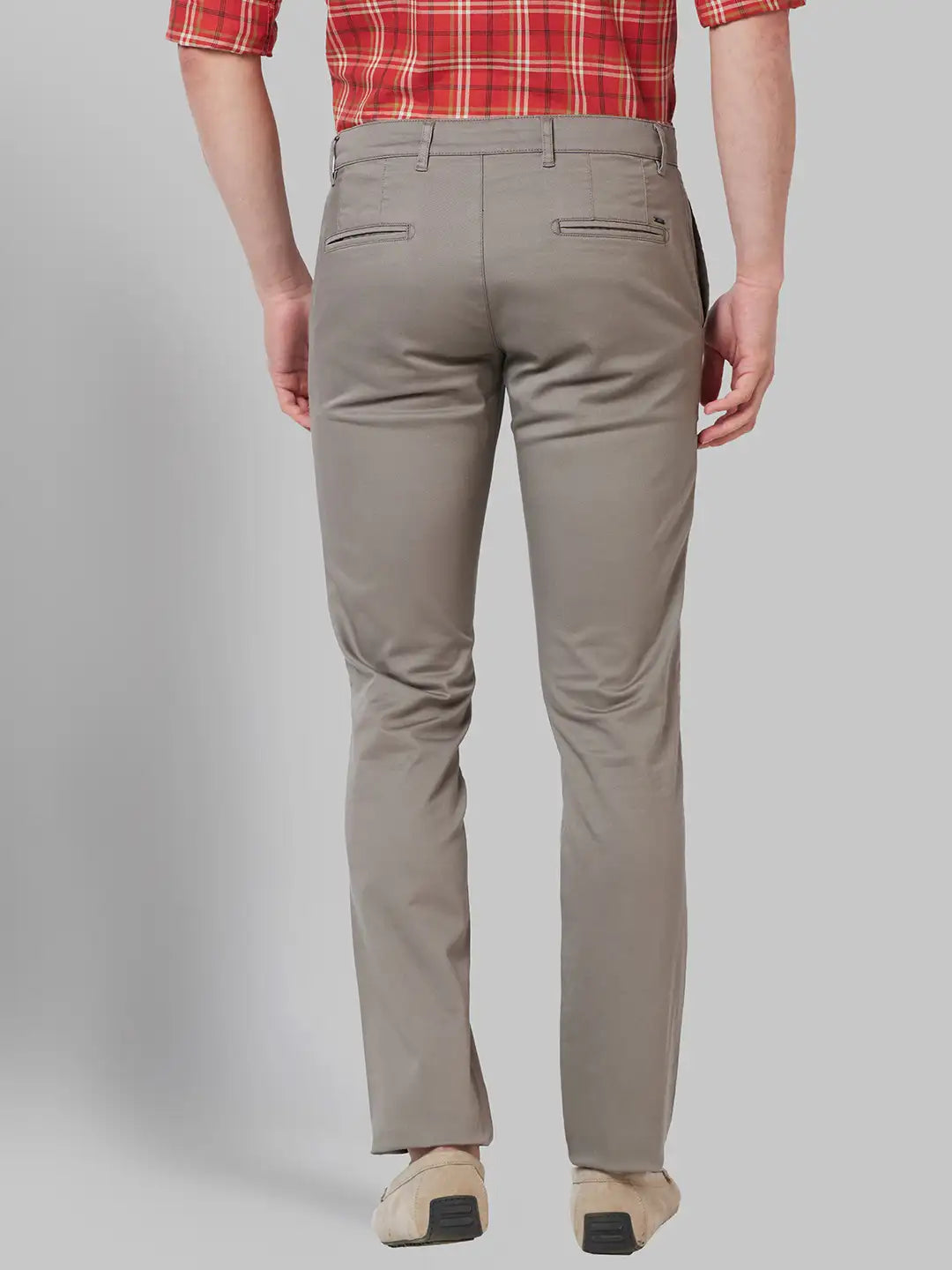 Men Slim Tapered Fit Brown Trouser