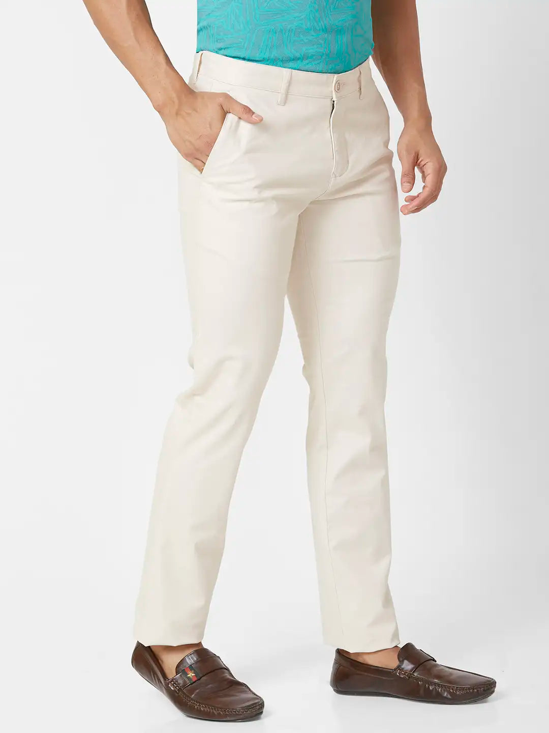 Parx Slim Fit Solid Medium Grey Trouser