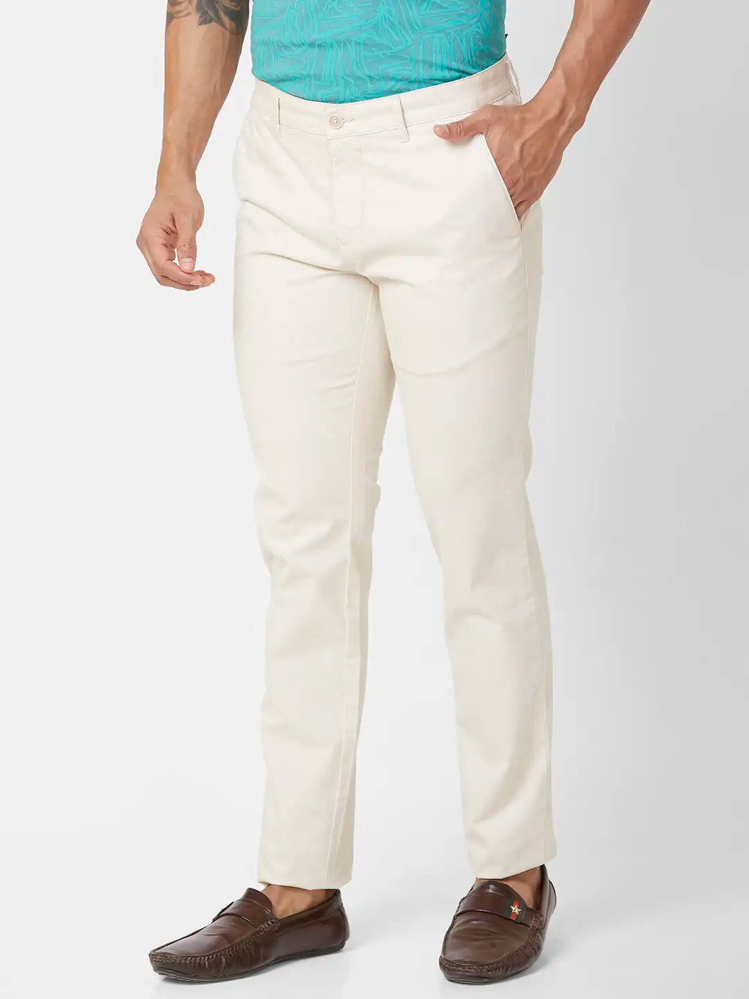 Parx Slim Fit Solid Medium Grey Trouser