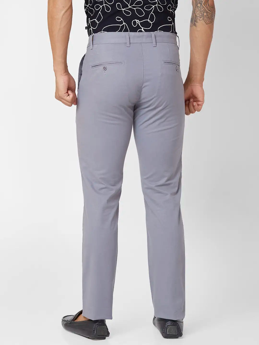 Parx Slim Fit Solid Medium Khaki Trouser