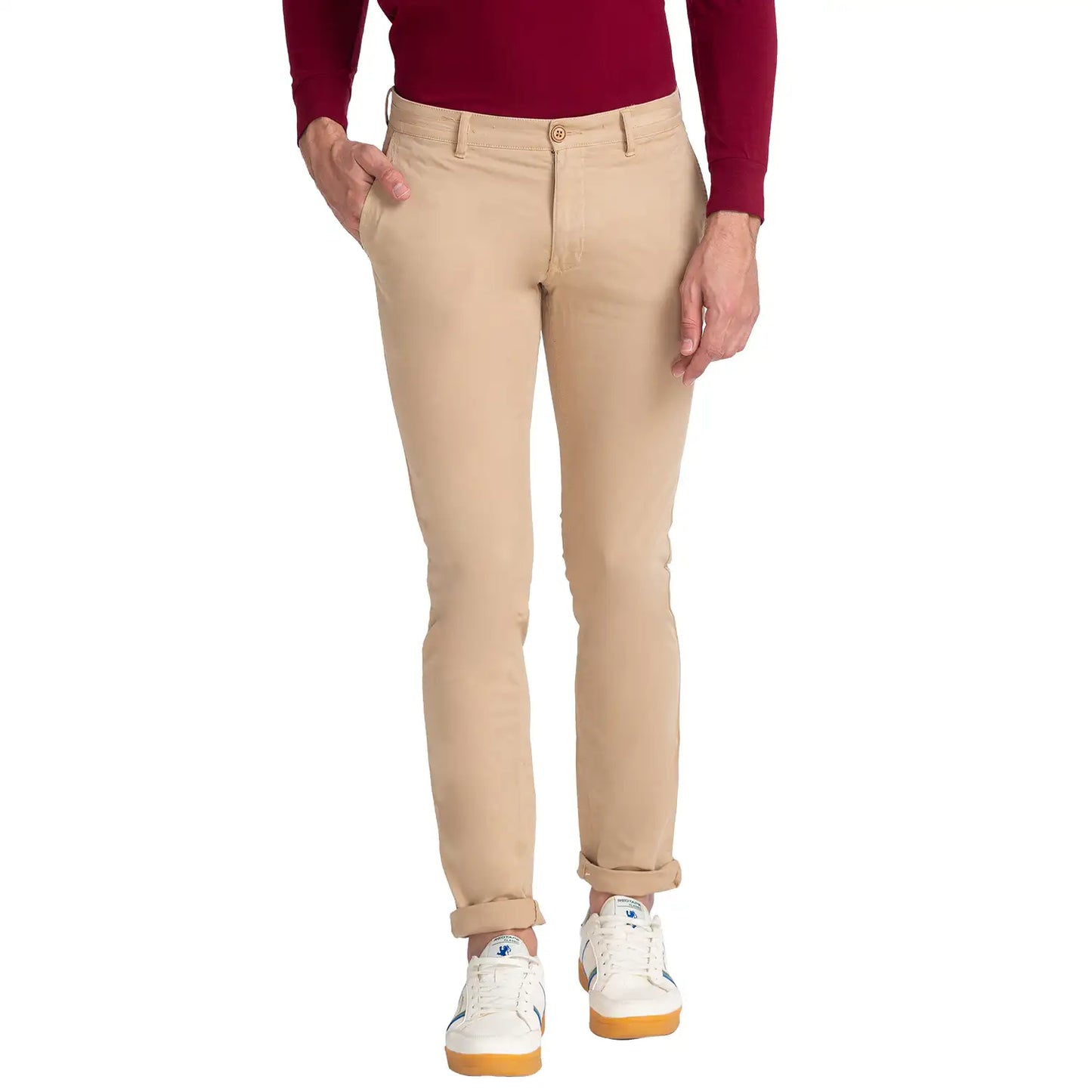 Men Tapered Fit Dark Brown Trouser