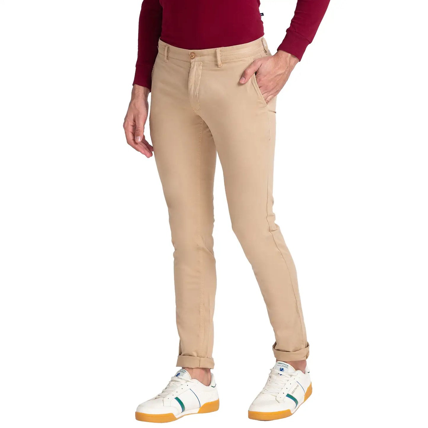 Men Tapered Fit Dark Brown Trouser