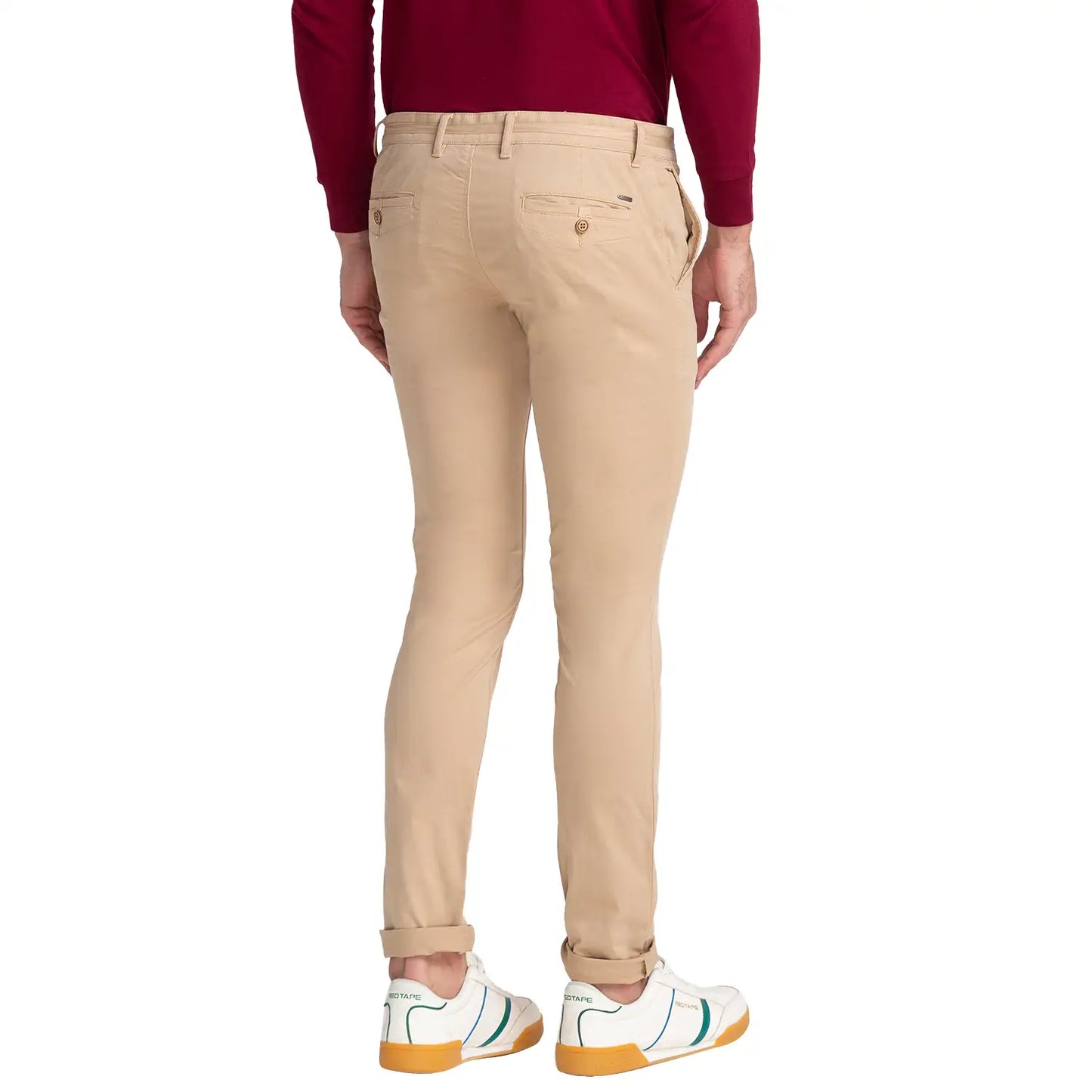 Men Tapered Fit Dark Brown Trouser