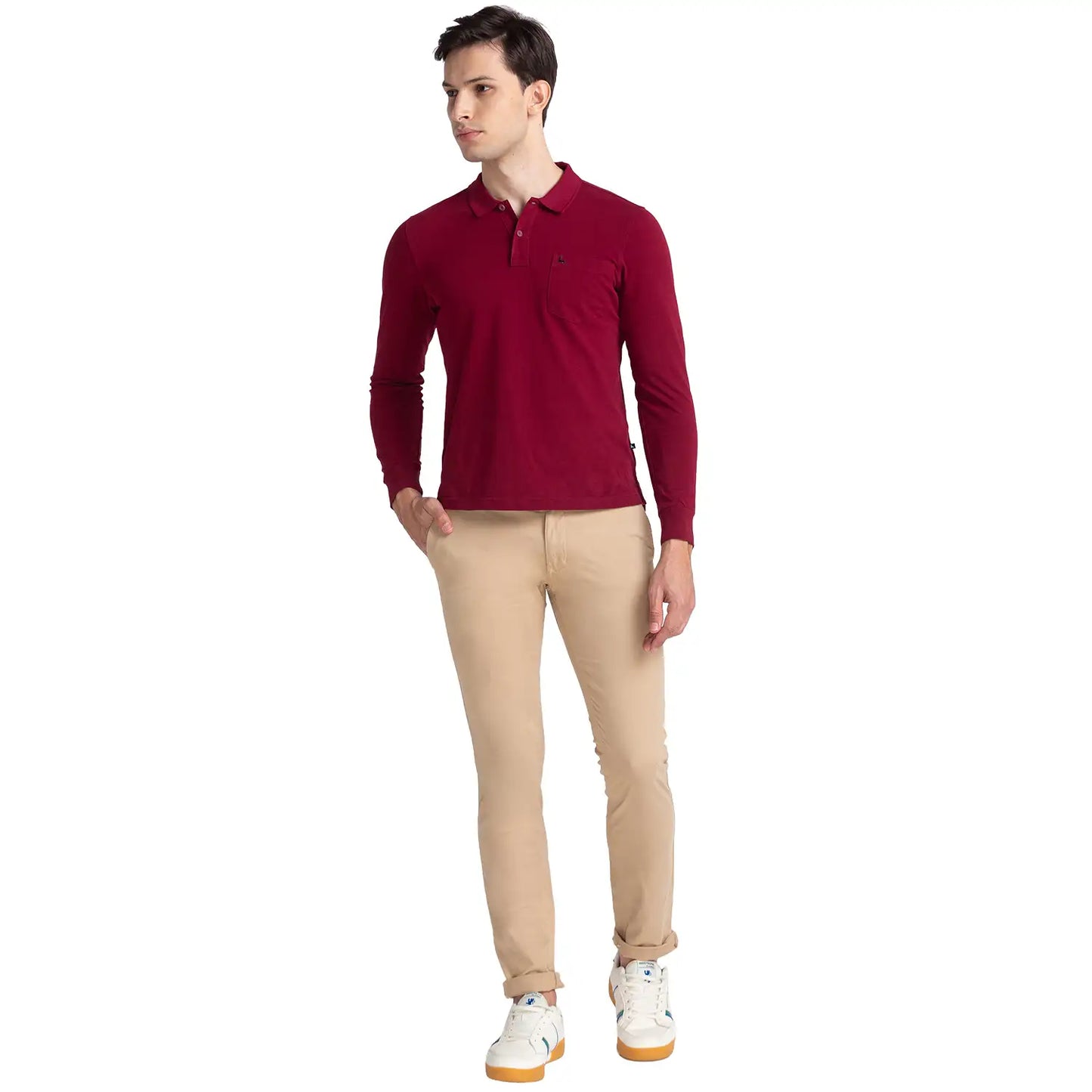Men Tapered Fit Dark Brown Trouser