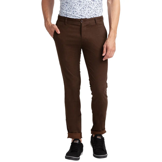 Men Tapered Fit Medium Fawn Trouser