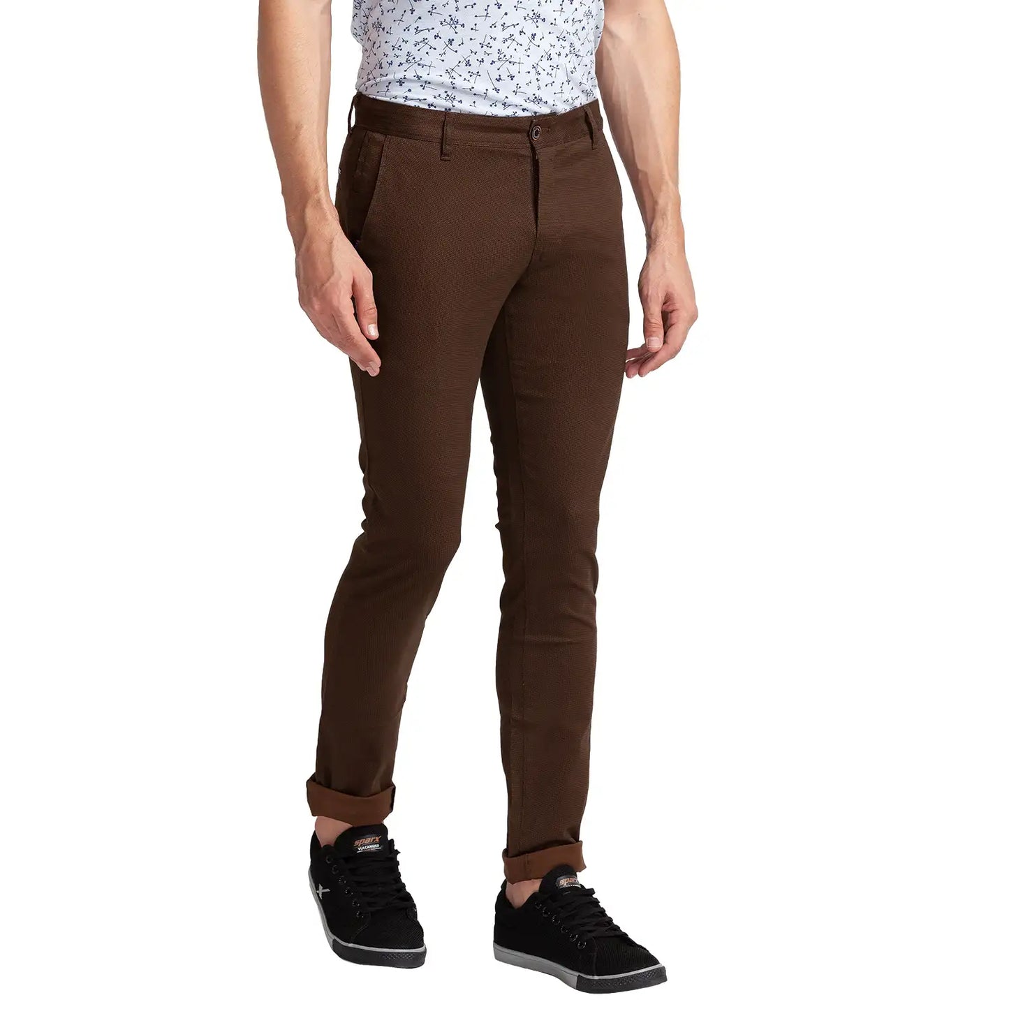Men Tapered Fit Medium Fawn Trouser