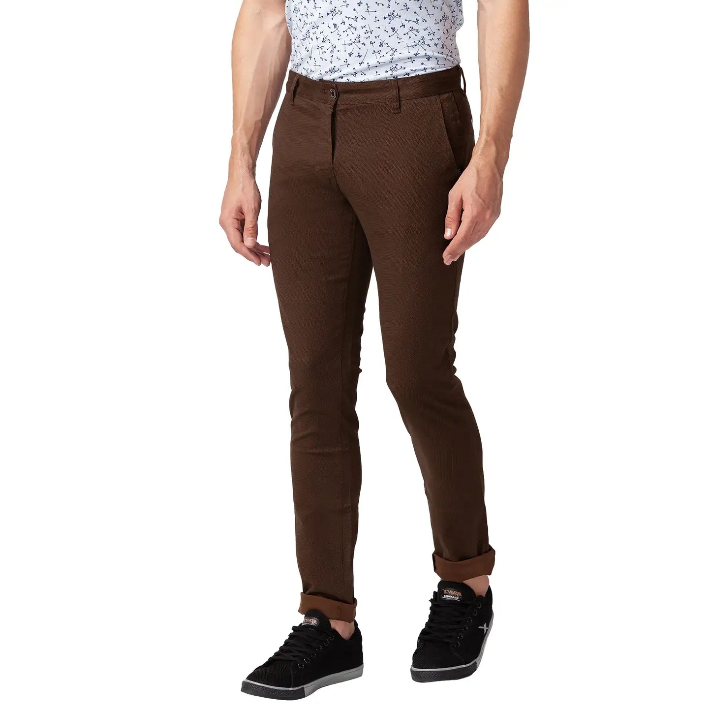 Men Tapered Fit Medium Fawn Trouser