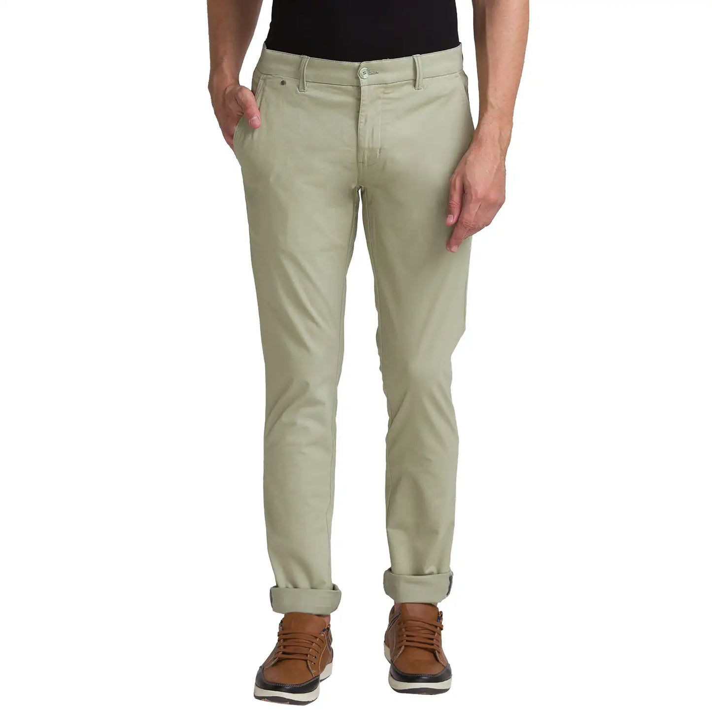 Men Tapered Fit Dark Brown Trouser