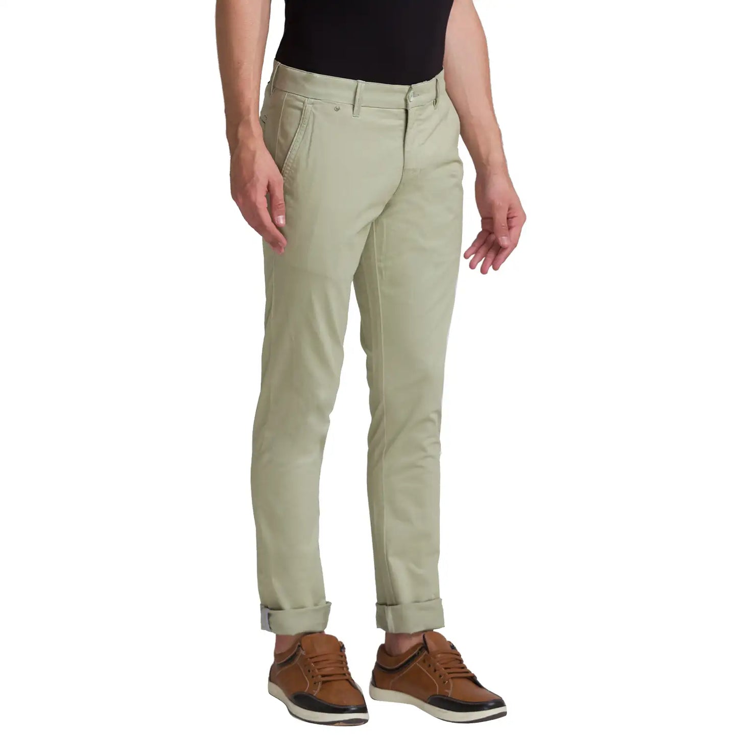 Men Tapered Fit Dark Brown Trouser