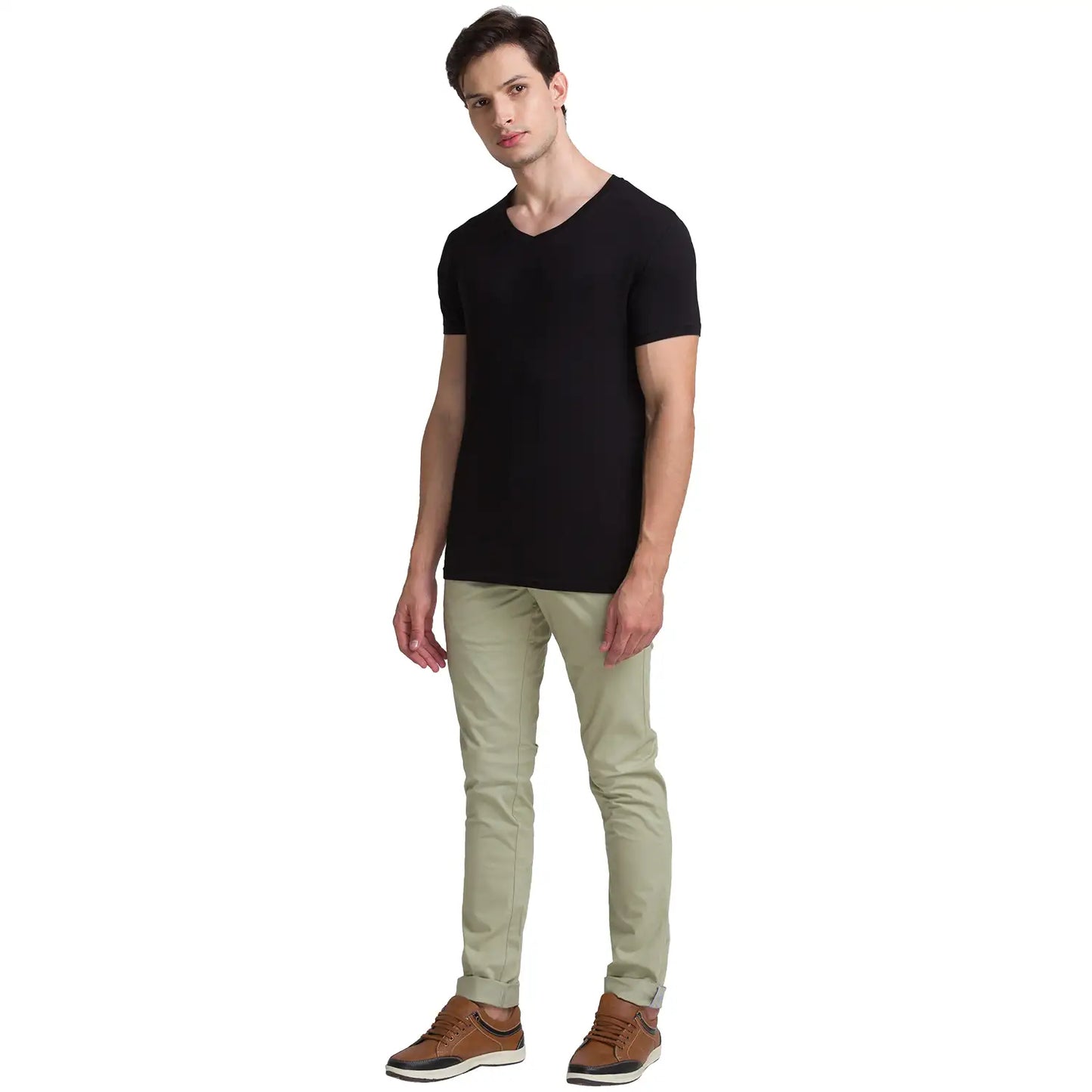 Men Tapered Fit Dark Brown Trouser