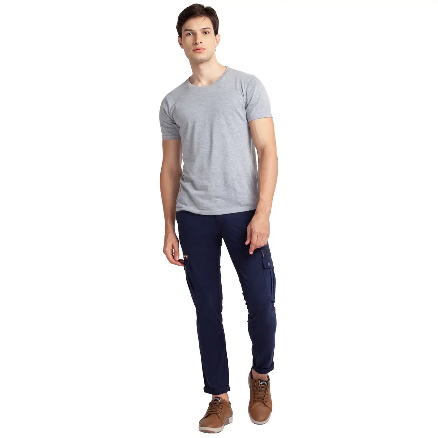 Men Tapered Fit Dark Grey Trouser