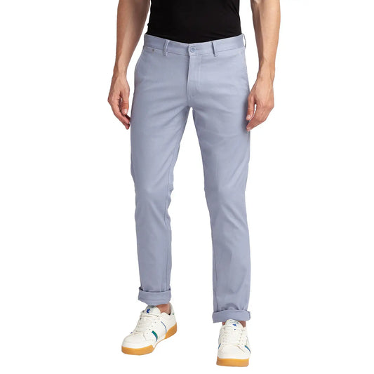 Men Tapered Fit Medium Grey Trouser