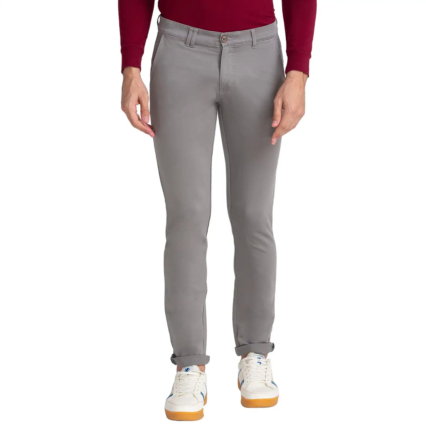 Men Slim Fit Medium Khaki Chinos