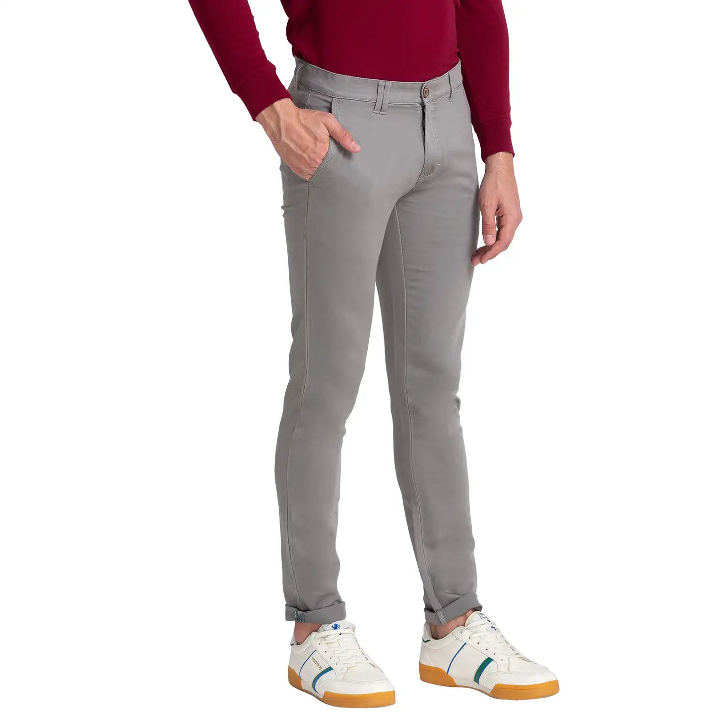 Men Slim Fit Medium Khaki Chinos