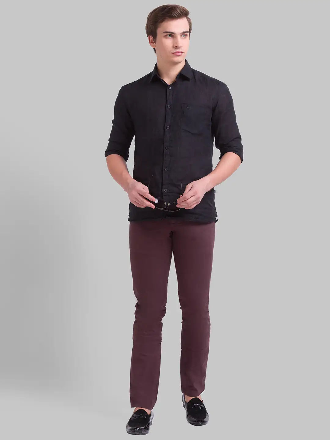 Men Tapered Fit Medium Grey Trouser