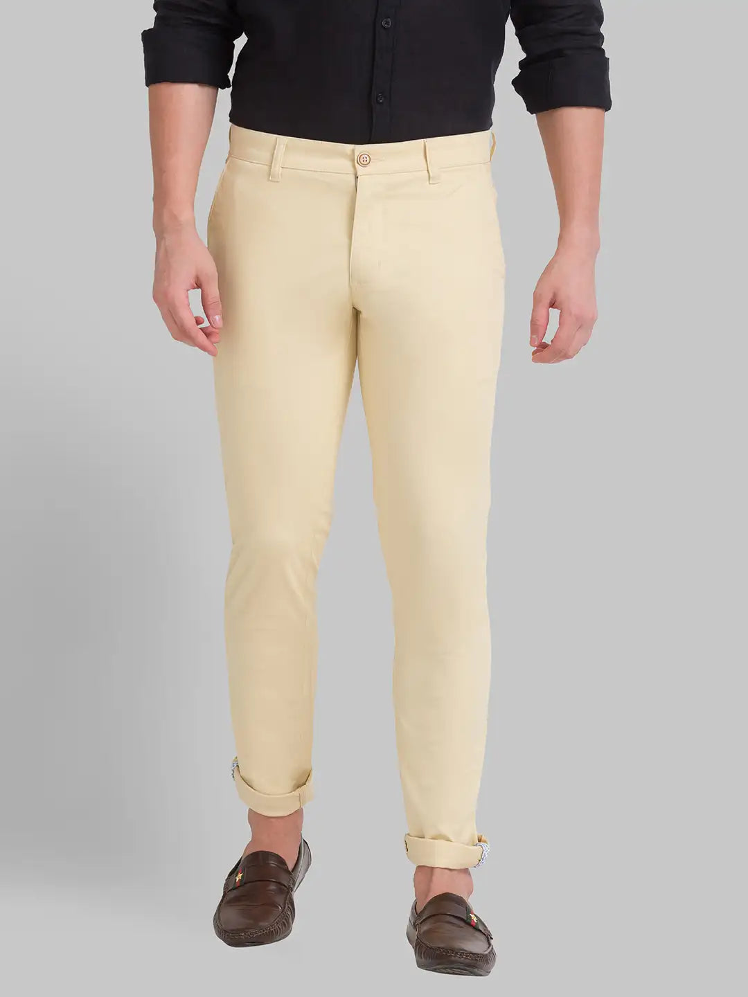 Men Tapered Fit Dark Grey Chinos