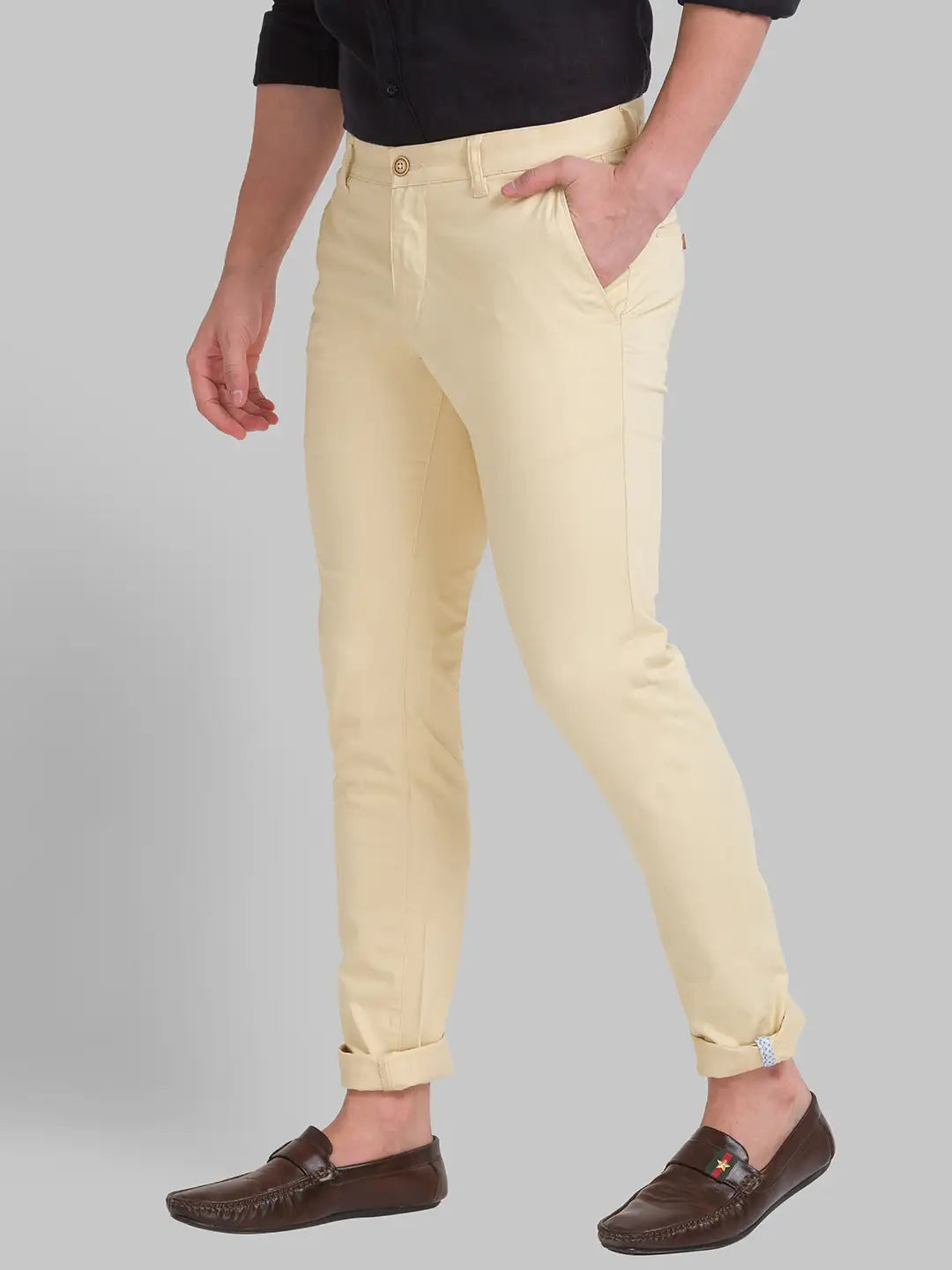 Men Tapered Fit Dark Grey Chinos