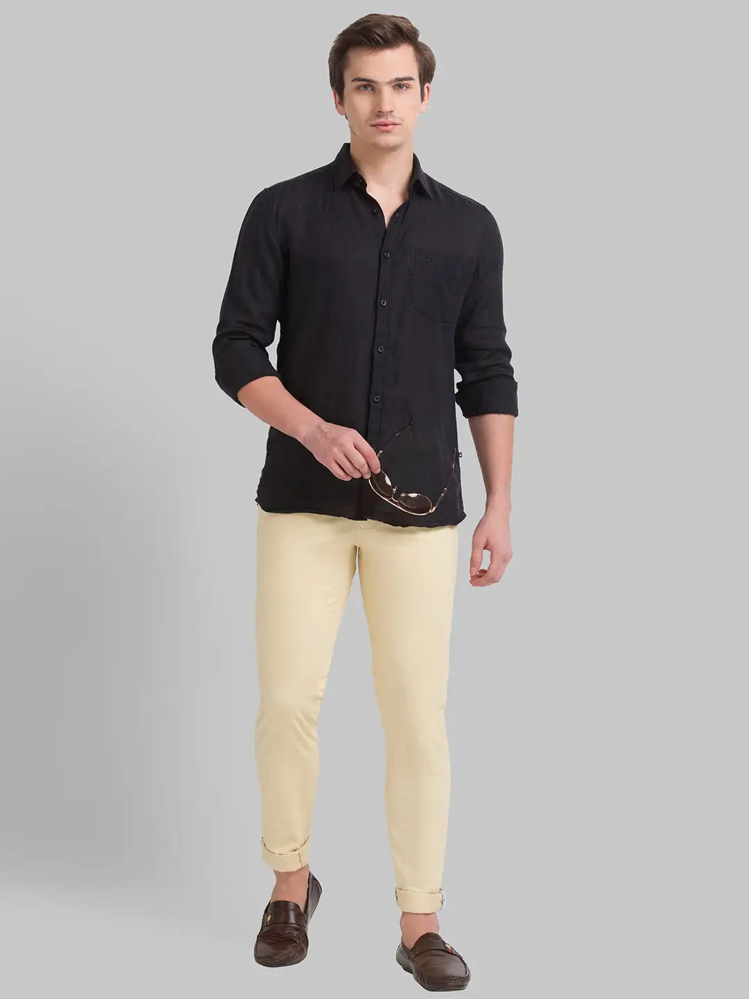 Men Tapered Fit Dark Grey Chinos
