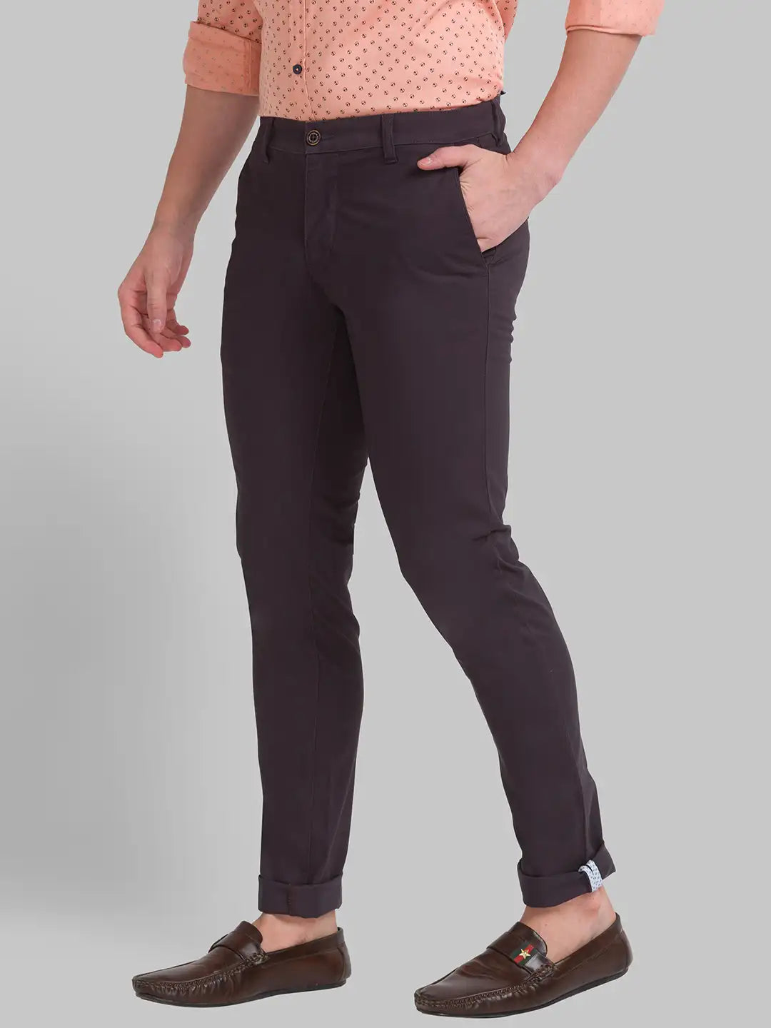 Men Tapered Fit Medium Khaki Chinos