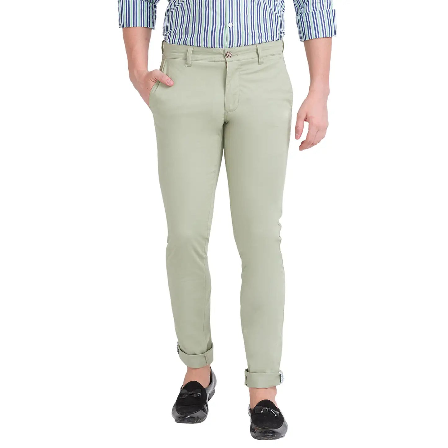 Men Tapered Fit Dark Khaki Trouser