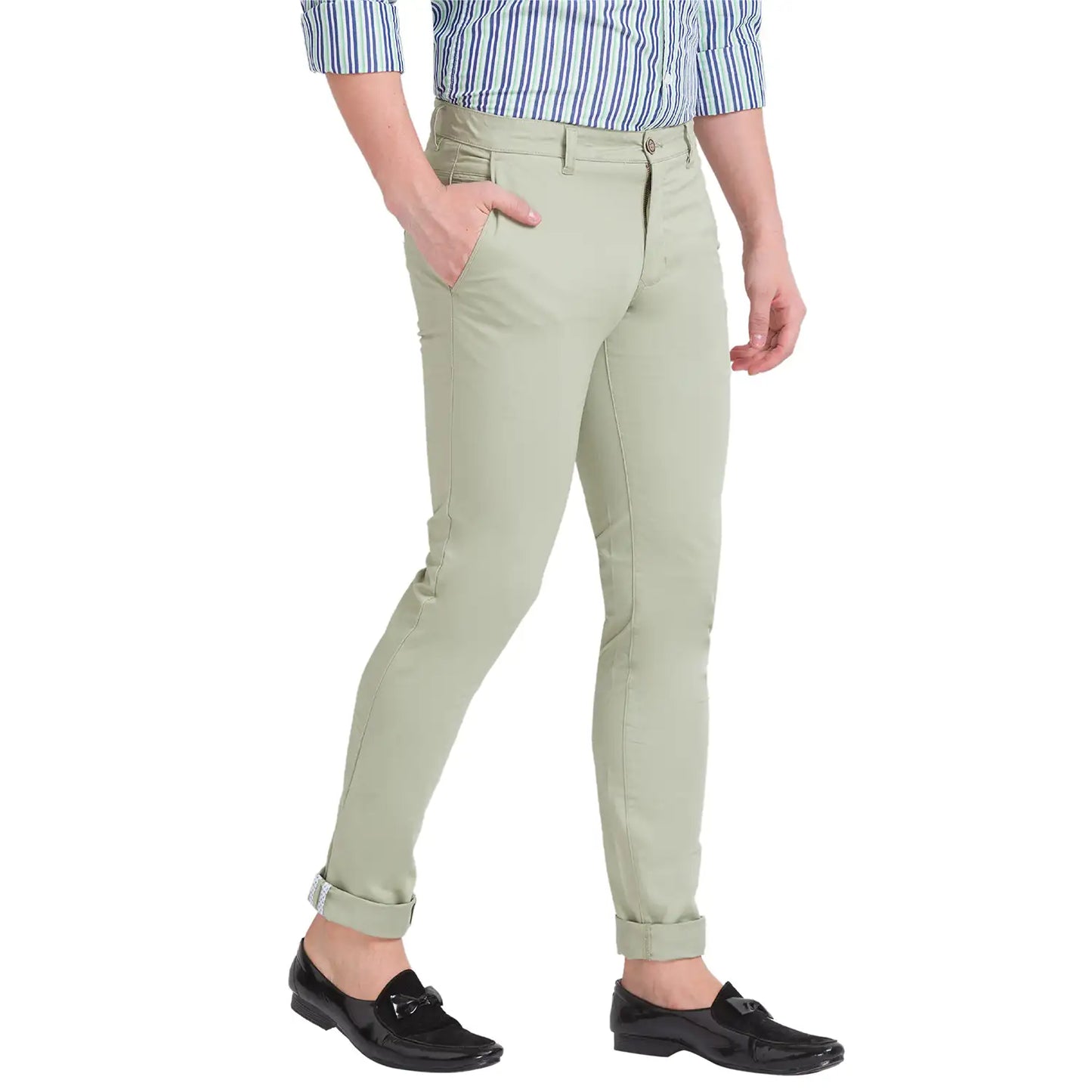 Men Tapered Fit Dark Khaki Trouser