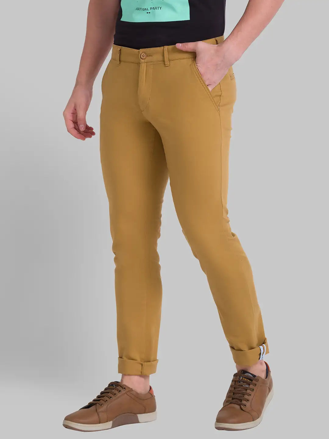 Men Slim Fit Dark Green Trouser
