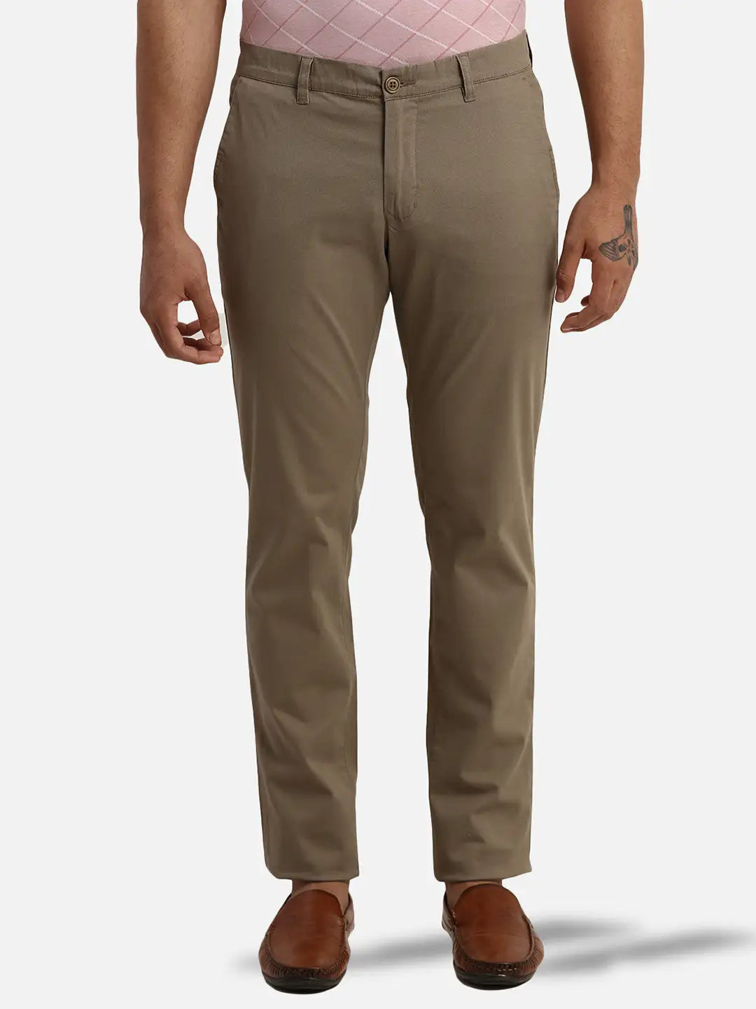 Men Low Rise Tapered Fit Grey Trouser