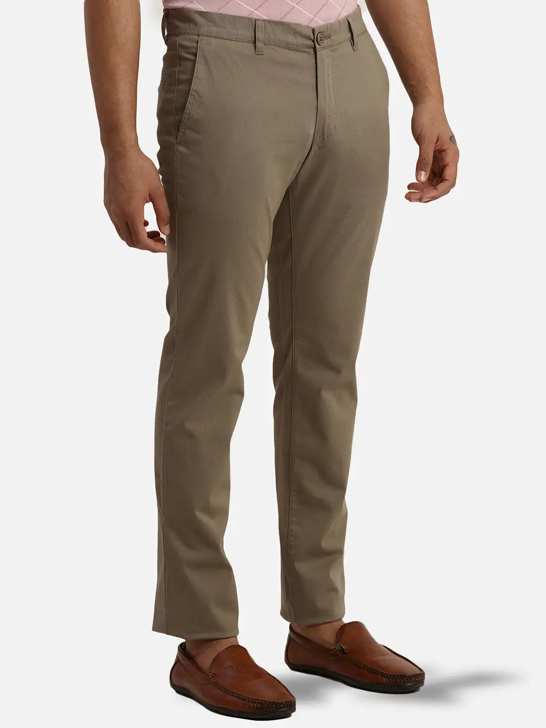 Men Low Rise Tapered Fit Grey Trouser